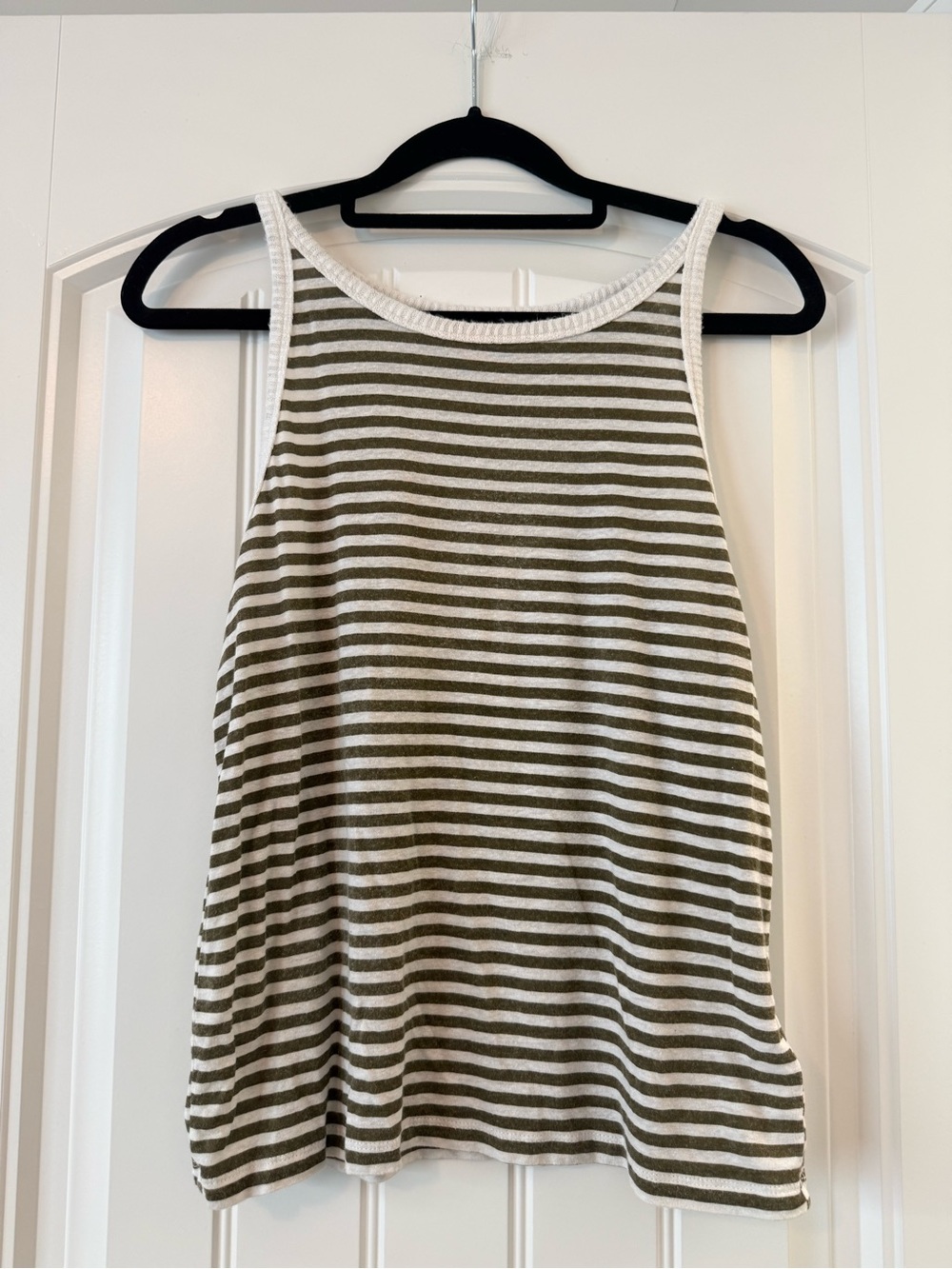 Nordstrom Olive and White Striped Tank Top